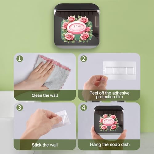 VZXAB Soap Dish Holder with Lid and Strong Adhesive