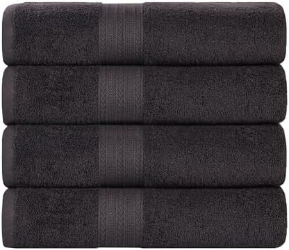 Superior Eco-Friendly Cotton 4-Piece Bath Towel Set - Black
