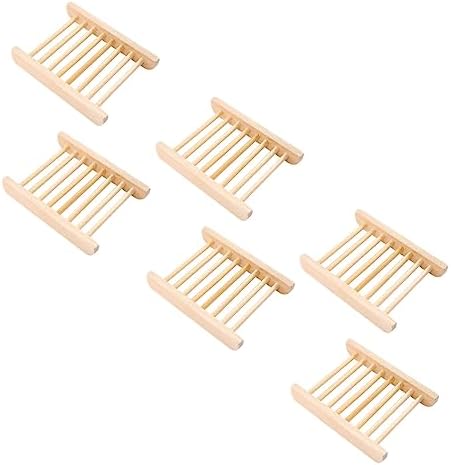 PERSELOSO 6Pcs Wooden Soap Holder Draining Tray