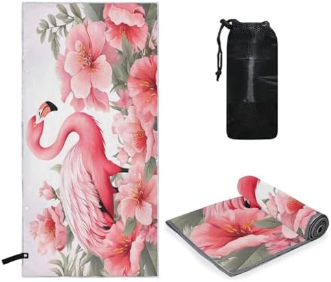 SUABO Pink Flamingo Bath Towel with Hanging Loops 1