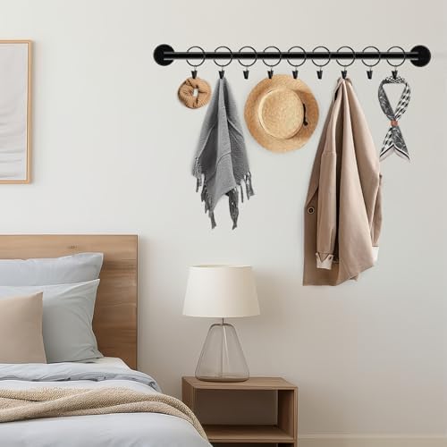 24 Pack 2 Inch Curtain Rings with Clips - Rustproof Black