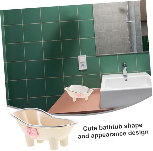 GLEAVI Bathtub Shape Soap Dish Decorative Holder with Drain