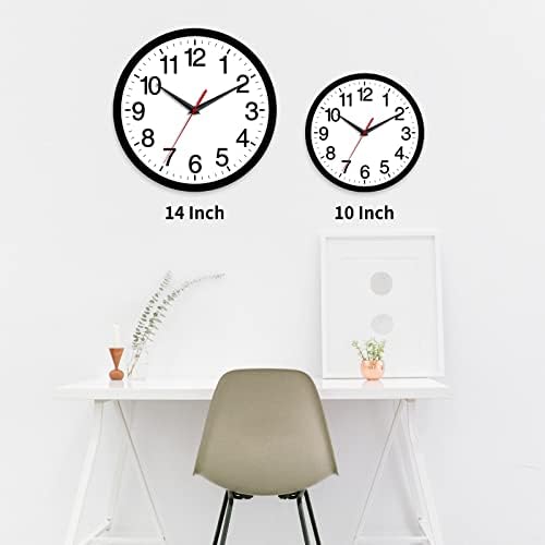 Rohioue 10 Inch Black Wall Clock Modern Silent Non Ticking Analog
