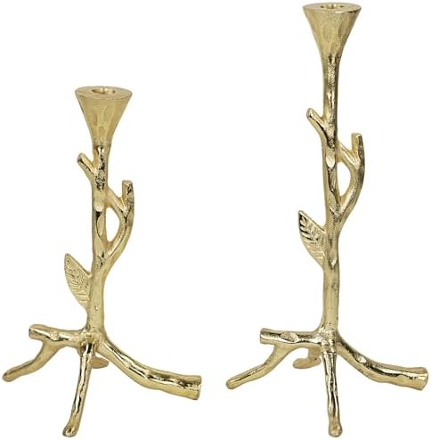 Northlight Leafy Branch Taper Candle Holders - Set of 2