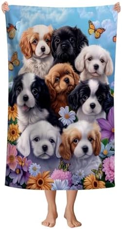 WZOMT Microfiber Beach Towel with Funny Flowers Print