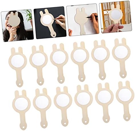 Angoily 12pcs Mini Wooden Mirror Set DIY Handmade