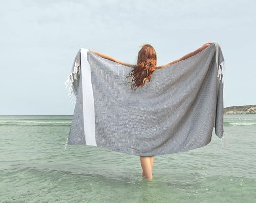 WEDPLAN Turkish Beach Towels - Soft Quick Dry Light Grey