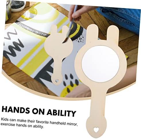Angoily 12pcs Mini Wooden Mirror Set DIY Handmade