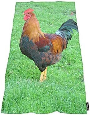 Moslion Comfy Bath Towel Rooster Chicken Green 64x32 Inches 1