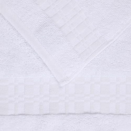 Superior 4-Piece Cotton Bath Towel Set with Geometric Dobby Border