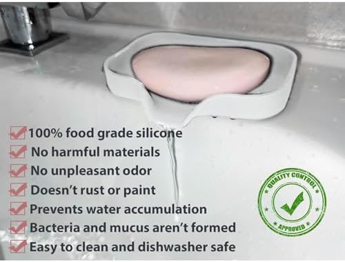 6 Pack Silicone Soap Dishes with Drain Spout - White
