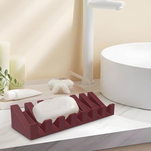 Silicone Soap Dish with Waterfall Drain Hot Pink