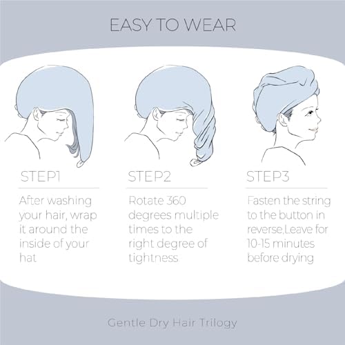 MaopaoBeauty 2 Pack Hair Drying Towels with Button Design - Grey