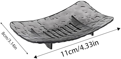 Rectangular Gray Soap Dish with Drain Holes and Holes for Water Drainage