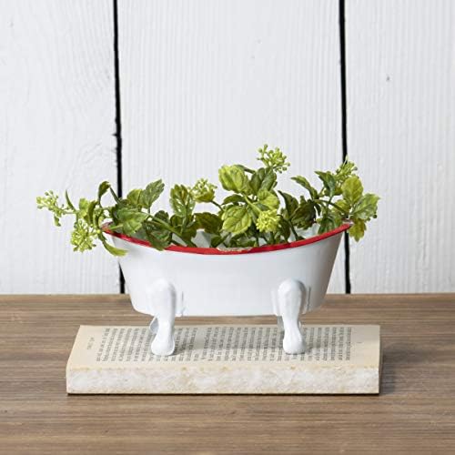 Red Rim White Enamel Bathtub Soap Dish
