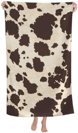 VOOHDDY Retro Cow Print Microfiber Beach Towel
