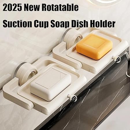 Rotatable Suction Cup Soap Dish Holder for Bathroom Kitchen