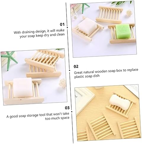 PERSELOSO 6Pcs Wooden Soap Holder Draining Tray