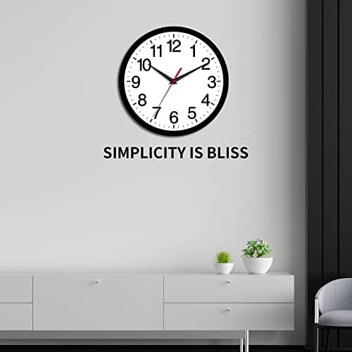 Rohioue 10 Inch Black Wall Clock Modern Silent Non Ticking Analog
