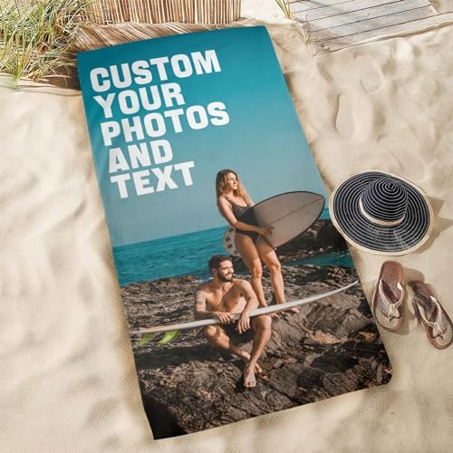 Personalized Photo Beach Towel with Name - Style 040