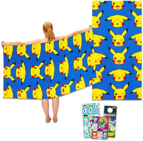 Pokemon Beach Towel Set - Pikachu Pool Towel Stickers