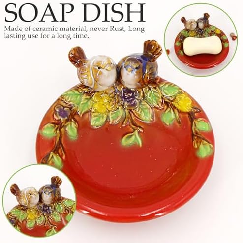 Nyutcwe Bird Soap Dish with Flower Leaf Pattern