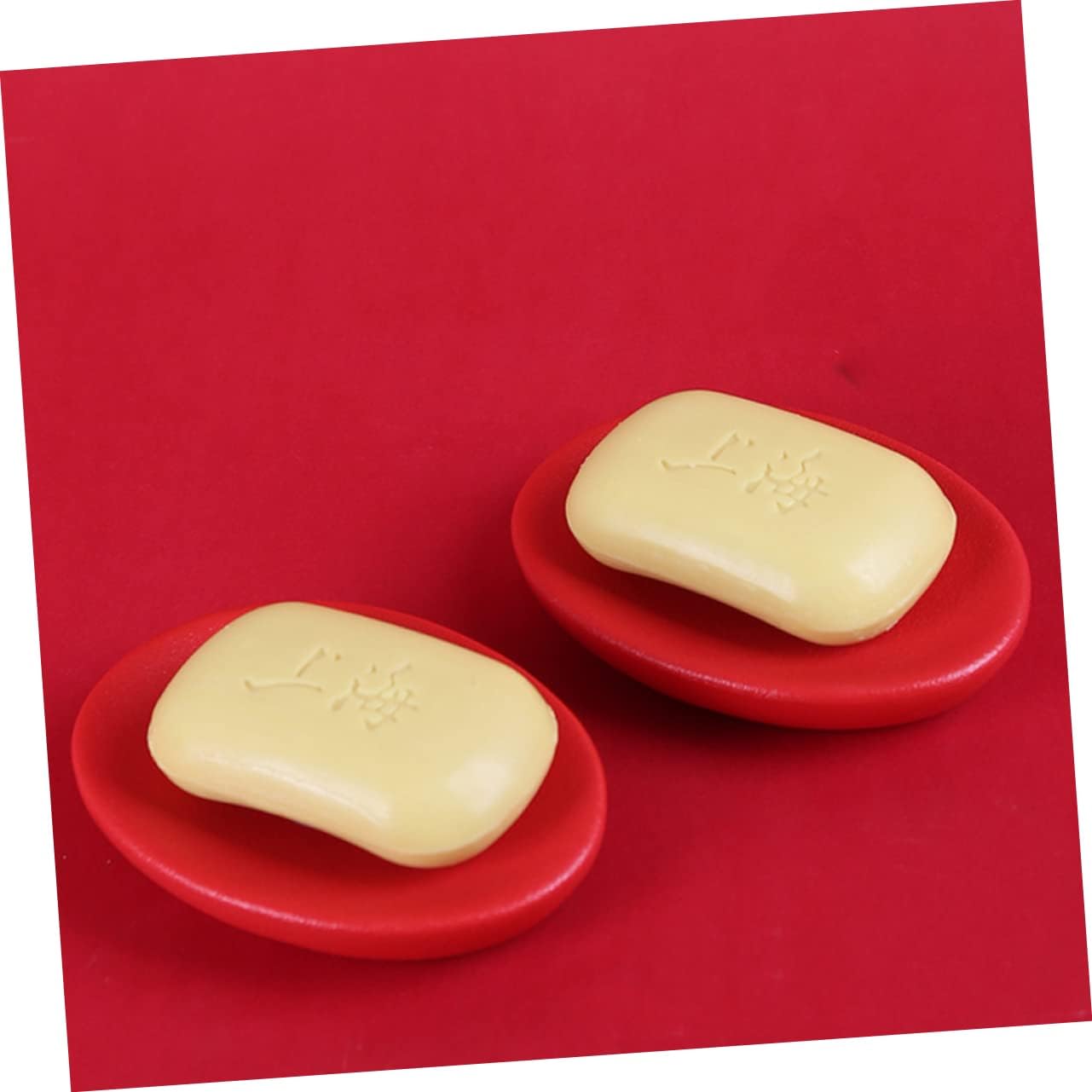 DRESSOOS Ceramic Soap Holder Red Bath Soap Dish