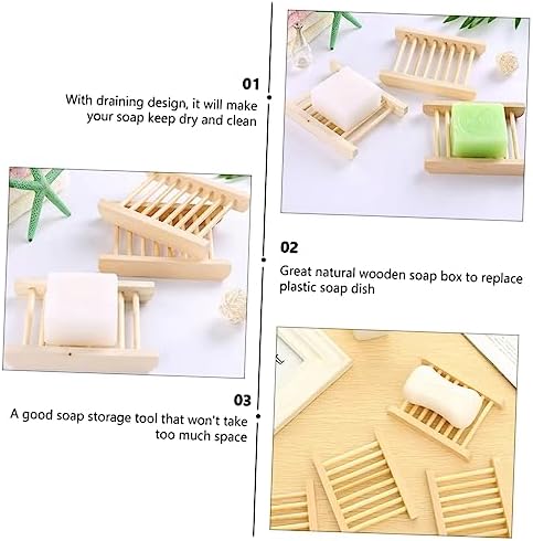 PRETYZOOM Natural Wood Soap Dish for Bathroom Kitchen 1