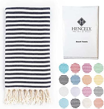 Hencely Striped Turkish Beach Towel 37x71 Navy Blue
