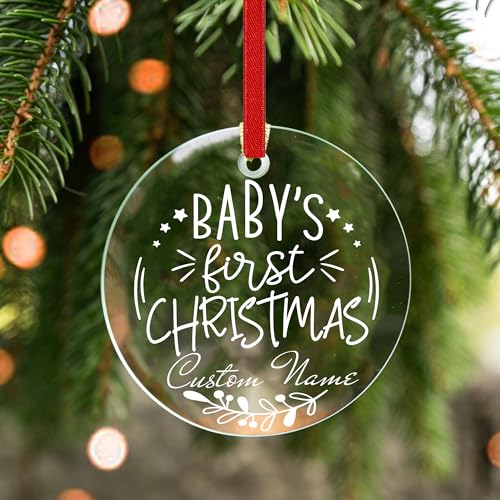 Personalized Babys First Christmas Acrylic Ornament for Boy or Girl