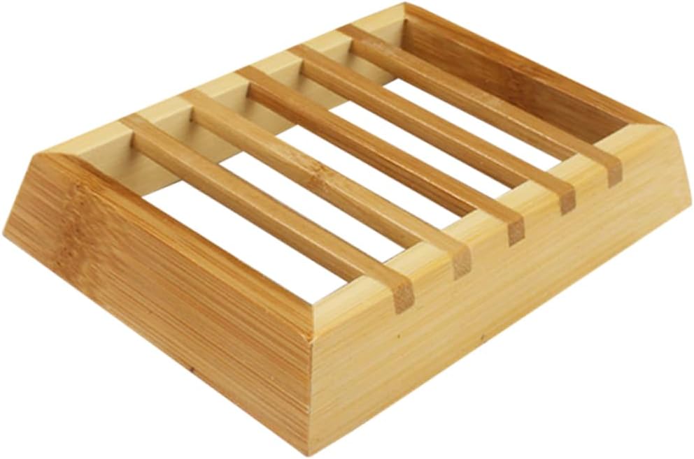 SHOWERORO Wooden Soap Box Organizer with Drainage Tray