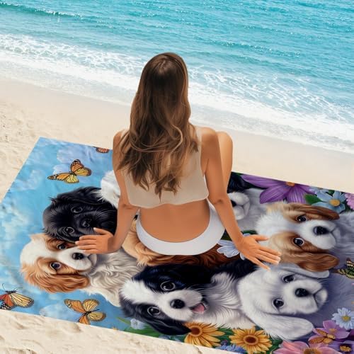 WZOMT Microfiber Beach Towel with Funny Flowers Print