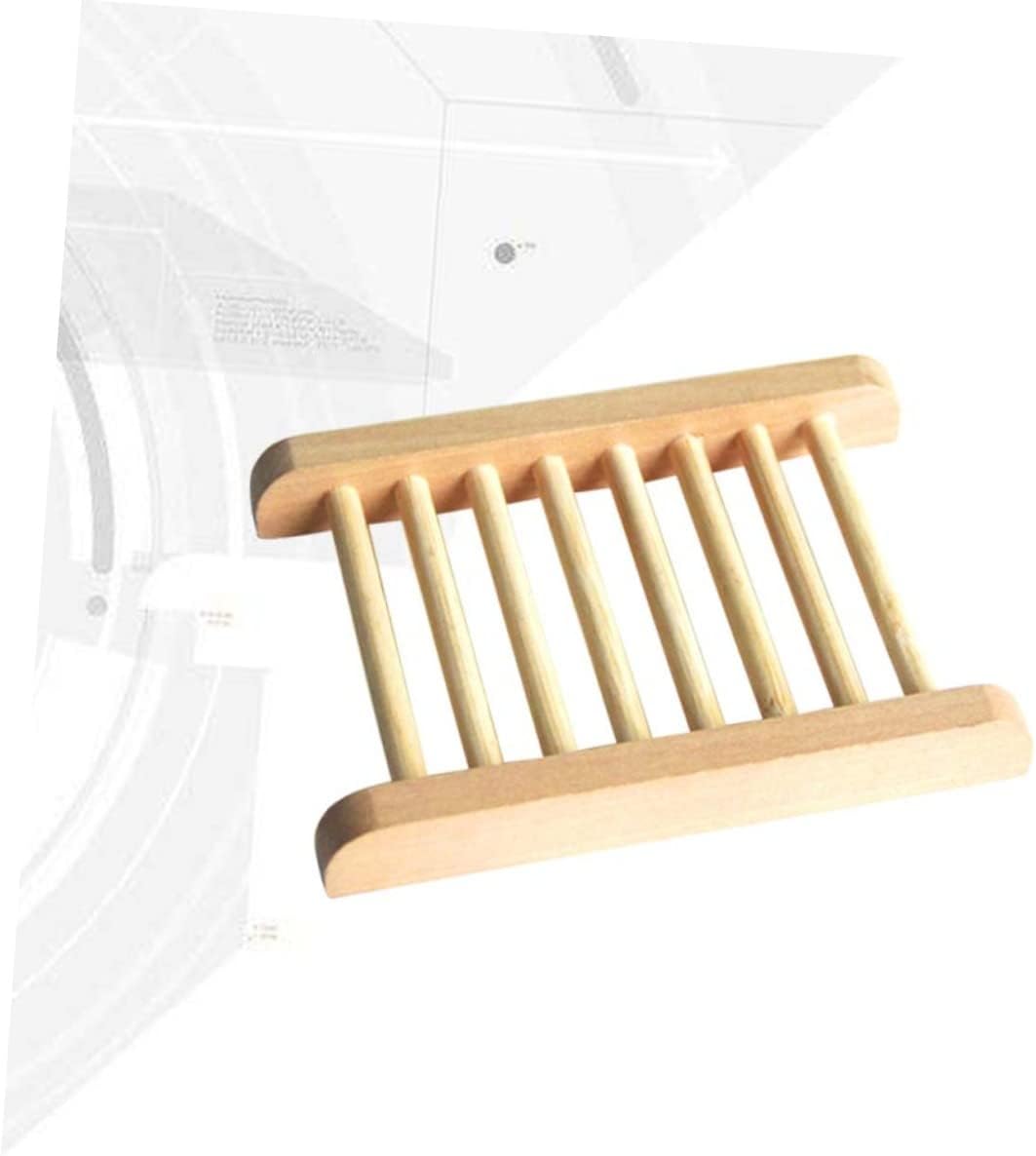GLEAVI 2Pcs Natural Wood Soap Tray Holder for Home Bathroom Kitchen