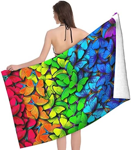 Rainbow Butterflies Microfiber Beach Towel