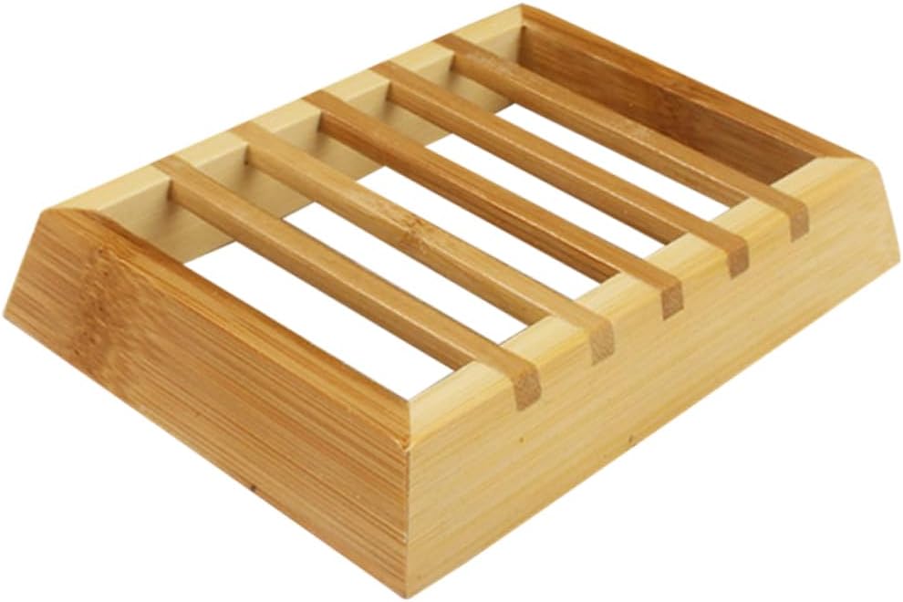Natural Wooden Soap Dish Tray Holder Organizer Rack