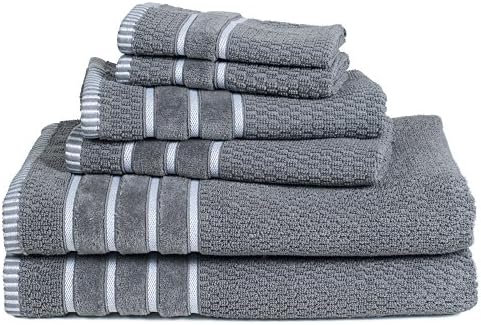 Lavish Home Luxury Cotton Towel Set - 6 Piece Silver Gray 1