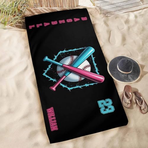 Personalized Beach Towels with Name for Boys Kids Quick Dry Team Gifts