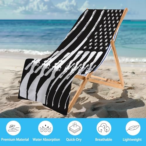 WZOMT Funny Flag Beach Towel - Microfiber Patriotic Blanket