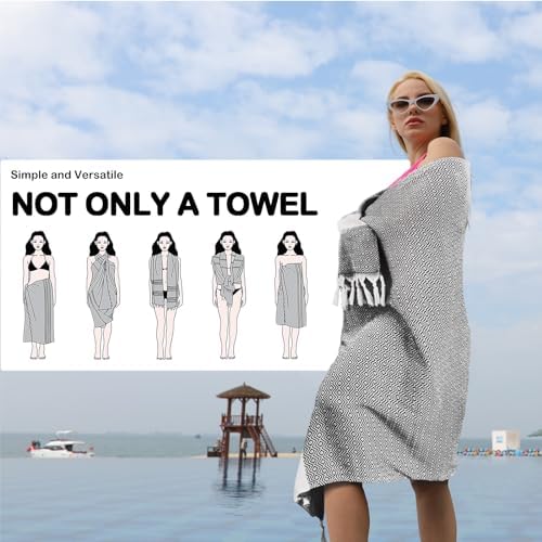 WEDPLAN Turkish Beach Towels - Soft Quick Dry Light Grey