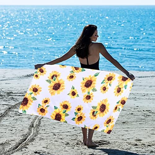 LIVILAN Sunflower Floral Beach Towel - Small Lightweight Microfiber 24x48