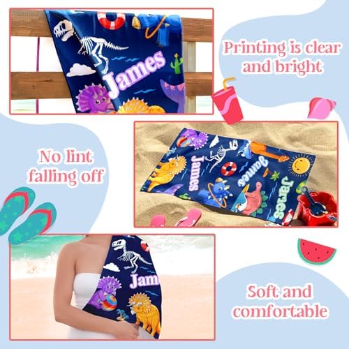 Personalized Beach Towel with Name for Kids and Adults