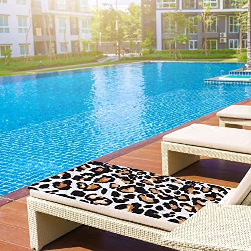 LIVILAN Leopard Print Beach Towel 24x48 Microfiber Lightweight Quick Dry Sand Proof