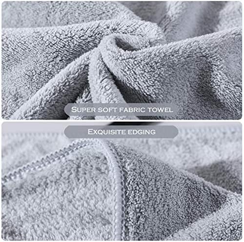 Xinrjojo 4 Piece Microfiber Bath Towel Set Quick Dry Travel Yoga Towels - Gray