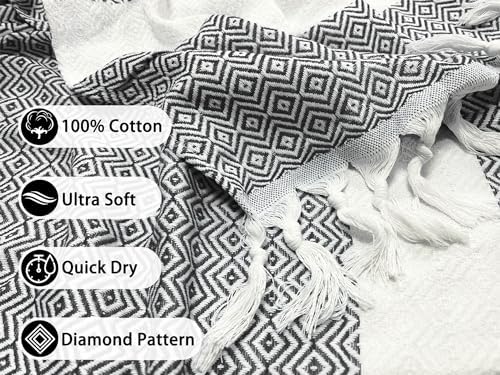 WEDPLAN Turkish Beach Towels - Soft Quick Dry Light Grey