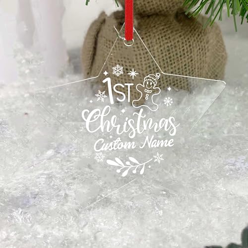 Personalized Babys First Christmas Ornament Laser Engraved Acrylic with Name