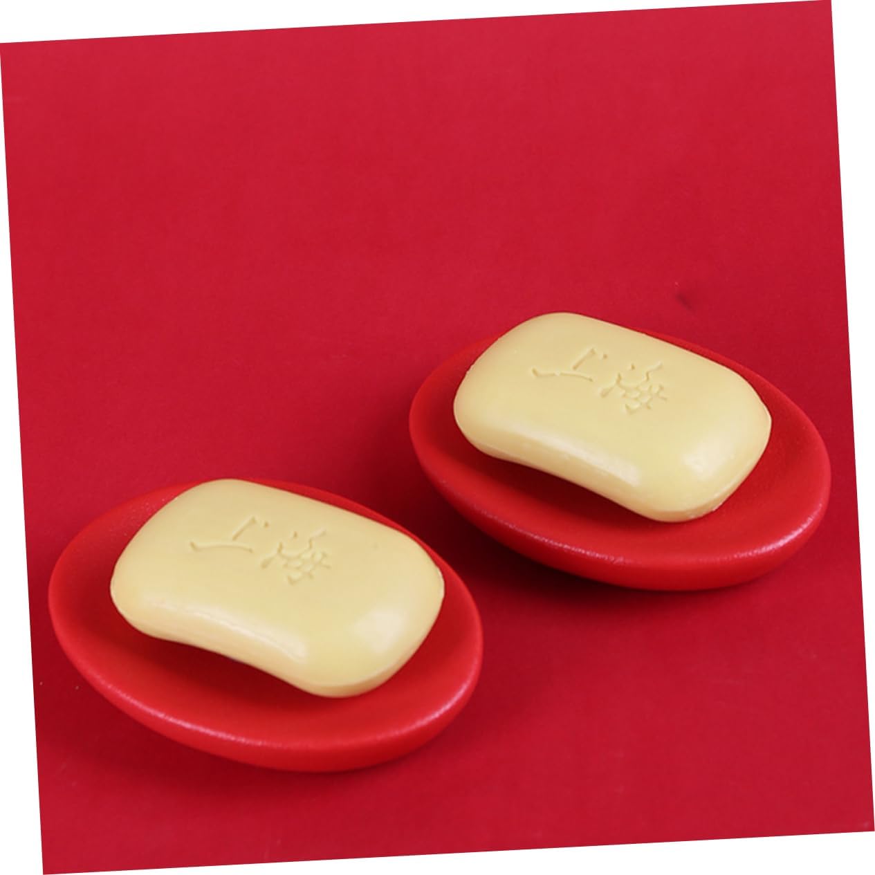 Holibanna 1Pc Red Ceramic Soap Dish for Bathroom Kitchen 1