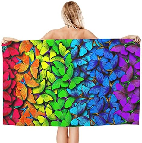 Rainbow Butterflies Microfiber Beach Towel