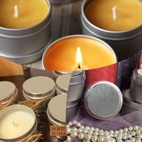 GENHAKON 48-Pack 4 oz Silvery Candle Tins