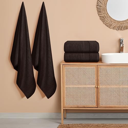 Belizzi Home 4 Pack Bath Towel Set Chocolate Brown 27x54