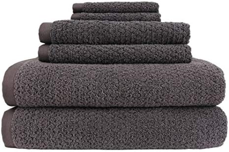Everplush Diamond Jacquard 6-Piece Bath Towel Set Charcoal 1